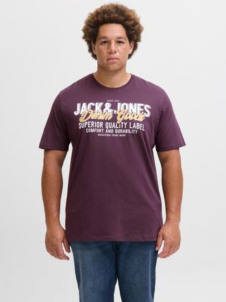 Jack & Jones Plus Size T-Shirt JJELOGO TEE SS ONECK 2 COL AW25 NOOS PLS, Herren, Gr. 4XL, lila (plum perfect), Jersey, Obermaterial: 100% Baumwolle, JACK & JONES PLUSSIZE, b
