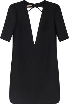 Valentino Kleedjes, Dames, Zwart, M, Bow Detailed Short-Sleeved Dress