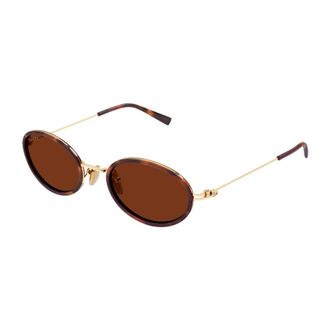 Gucci Accessoires, unisex, Bruin, ONE Size, Gg 1980S Ovaal Zonnebril