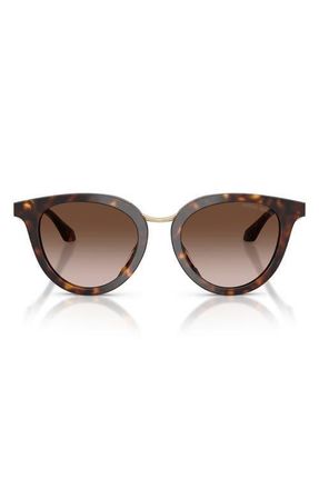 Armani 49mm Round Sunglasses in Havana /Brown Gradient at Nordstrom