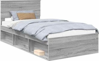 vidaXL Estructura De Cama Con Cabecera Gris Sonoma 100 X 200 Cm Vidaxl