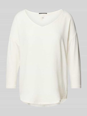 QS by s.Oliver Longsleeve mit überschnittenen Schultern und 3/4-Arm in Offwhite, Größe XS