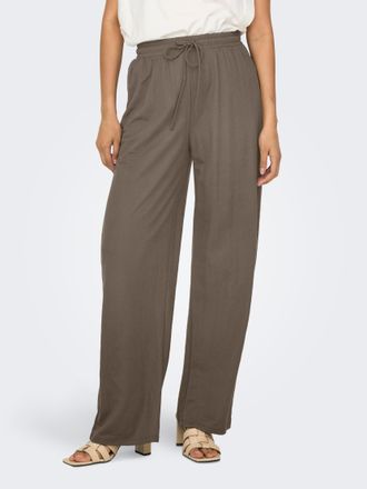 Only Schlupfhose ONLY ONLJANY STRING PANT JRS, Damen, Gr. L (40), N-Gr, braun (walnut), Jersey, Obermaterial: 53% Viskose, 47% Nylon, unifarben, regular fi
