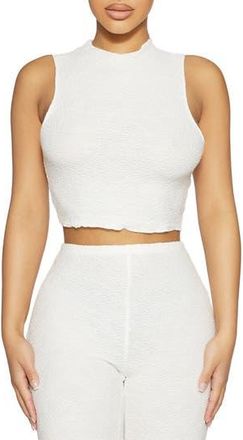 Naked Wardrobe Mock Neck Crop Top in White at Nordstrom Rack, Size X-Small