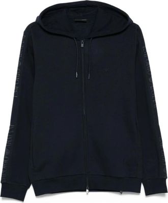 Emporio Armani Blauwe Zijde & Nylon Trui - Heren - Vesten met rits - Blauw - M - Nylon - Hoodies & sweatvesten