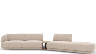 BLOOMINGLOFT 4-Sitzer Design Sofa Miley mit Beistelltisch - Chenille Beige