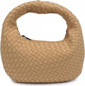 Sol and Selene Womens Dream Small Woven Neoprene Hobo Bag In Nude