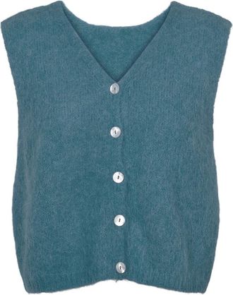 Americandreams Telma Vest - Dames - Vesten - Blauw - M - Wol - Truien & Vesten