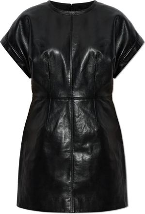 Anine Bing Zelie Jurk - Dames - Korte kleedjes - Zwart - S - Leer - Kleedjes