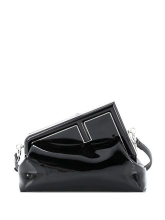 Fendi First Bag Patent Midi shoulder bag - Zwart