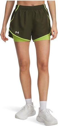 Under Armour Fly By 2-in-1 Shorts Womens Shorts Expedition Green/Green Vibe/Reflective : LG (US 12-14), Polyester