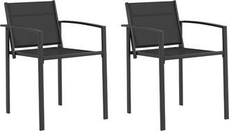 vidaXL Sillas De Jard&iacute;n 2 Uds. Negro Y Antracita Tela Textilene Vidaxl