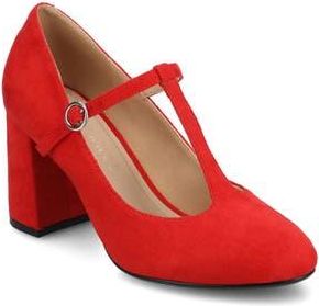 Journee Collection Talani T-Strap Pump in Red Suede at Nordstrom Rack, Size 9.5