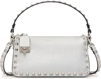 Valentino Garavani small Rockstud metallic crossbody bag - women - Calf Leather/Calf Leather/zamac/Metal - One Size - Silver