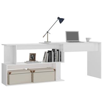 Berkfield Home Modern Corner Desk High Gloss White 200x50x76 cm Engineered Wood | Size: 200 x 50 x 76 cm