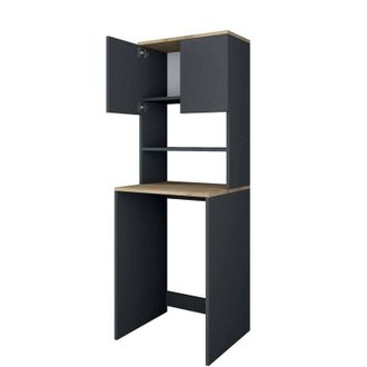 Dmora Armadio multiuso 2 ante Fiamma, Mobile multifunzionale, Mobiletto scarpiera, Guardaroba porta scarpe, 65x60h184 cm, Noce e Antracite - Dmora