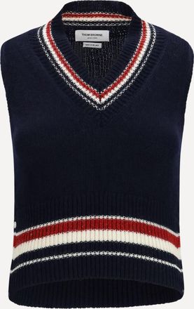 Thom Browne Hector striped V-neck Vest Female 40
