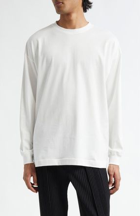 Homme Plissé Issey Miyake Invitation Long Sleeve Graphic T-Shirt in White at Nordstrom, Size 3