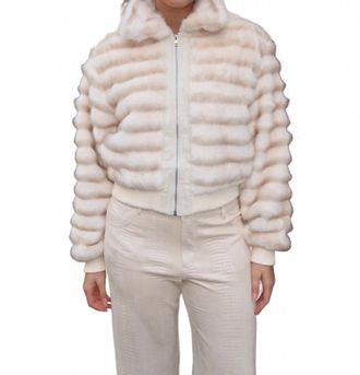 Bailey Rose Faux Fur Bomber Jacket In Sand