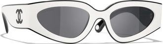 Chanel Cat-Eye Zonnebril - Dames - Accessoires - Wit - Maat: 54 MM