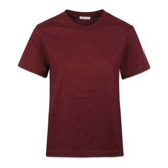 Moncler T-Shirts, female, Red, Size: L Logo T-Shirt