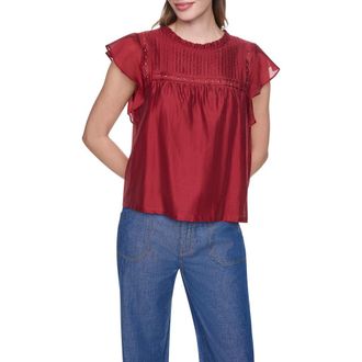 DKNY Studded Pintuck Top in Rhythm Red at Nordstrom, Size X-Large