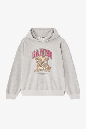Ganni Grey Tiger Hoodie - Size XXS Organic Cotton