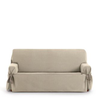 Eysa Funda de sof&aacute; dos plazas con lazos beige 140 - 180 cm