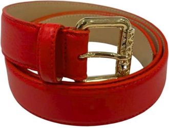 Borbonese Accessoires, Dames, Rood, ONE Size, Leer, Rode Leren Riem