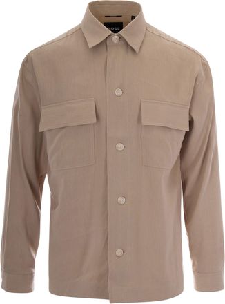 BOSS Classic Sahariana Shirt with Flap Pockets and Pointed Collar