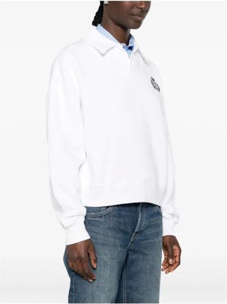 Sporty & Rich Hoodies & sweatvesten, Dames, Wit, S, Katoen, Serif Logo Geborduurd Sweatshirt
