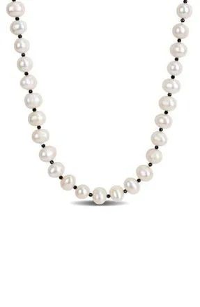 Delmar Cultured White Pearl & Black Spinel Long Necklace at Nordstrom Rack