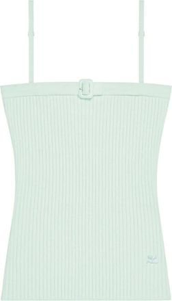 Courr&egrave;ges Ribgebreide top met gespdetail - Groen