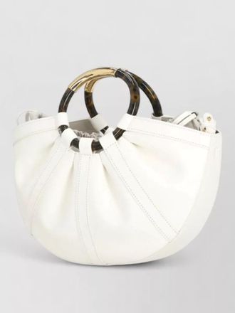 Coccinelle leather bucket bag pleated design handles