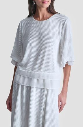 DKNY Window Layered Top in Ivory at Nordstrom, Size X-Large