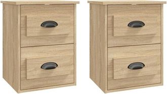 vidaXL Vidaxl - Mesita de noche de pared 2 uds color roble Sonoma 41,5x36x53 cm