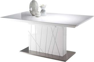 Pondecor Interiorismo Mesa Imperio base de acero, peana y sobre en MDF lacado blanco brillo