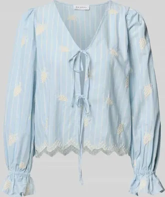 Oh April Bluse mit Schn&uuml;rung Modell Ninon in Sky, Gr&ouml;&szlig;e XL