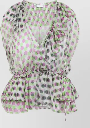 Dries Van Noten cally polka dot sheer ruffle top