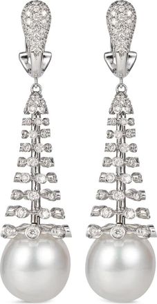 Rewind 18K white gold Notturno diamond and pearl earrings - Silver