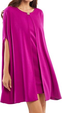 ADORE Fluid Cape Overlay Dress In Purple
