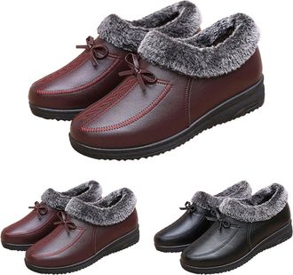 Generic Slip on Ankle Boots for Women Plush Fur Lining Thickened Warm Comfortable Short Boots Ladies Winter Anti-Slip Booties Outdoor Waterproof Walking Shoes