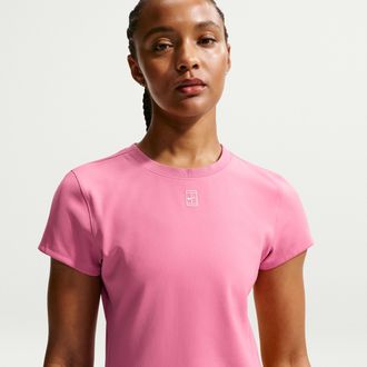 Nike Womens Court Advantage Dri-FIT Short-Sleeve Tennis Top in Pink | HQ2994-641