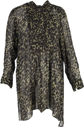 Isabel Marant Pre-owned Womens Cray Leopard Print Mini Dress in Green Viscose - Size Small