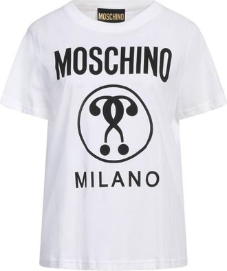 Moschino Heren Dubbel Vraagteken T-Shirt (Wit)
