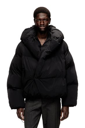 Diesel Wrap puffer jacket in stretch nylon - Winter Jackets - Man - Black
