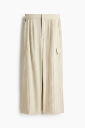 H&M Wide Cargo Trousers in Light Beige at Nordstrom, Size 10