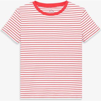 primary Adult Rib Tee In Stripe in Strawberry White Stripe at Nordstrom, Size Xx-Large