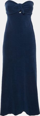 Zimmermann Navy Blue Terry Strapless Front Knot Detail Midi Dress