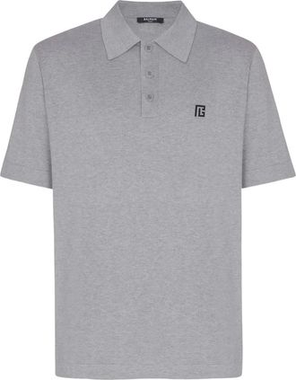 Balmain Embroidered Cotton Polo - Grigio